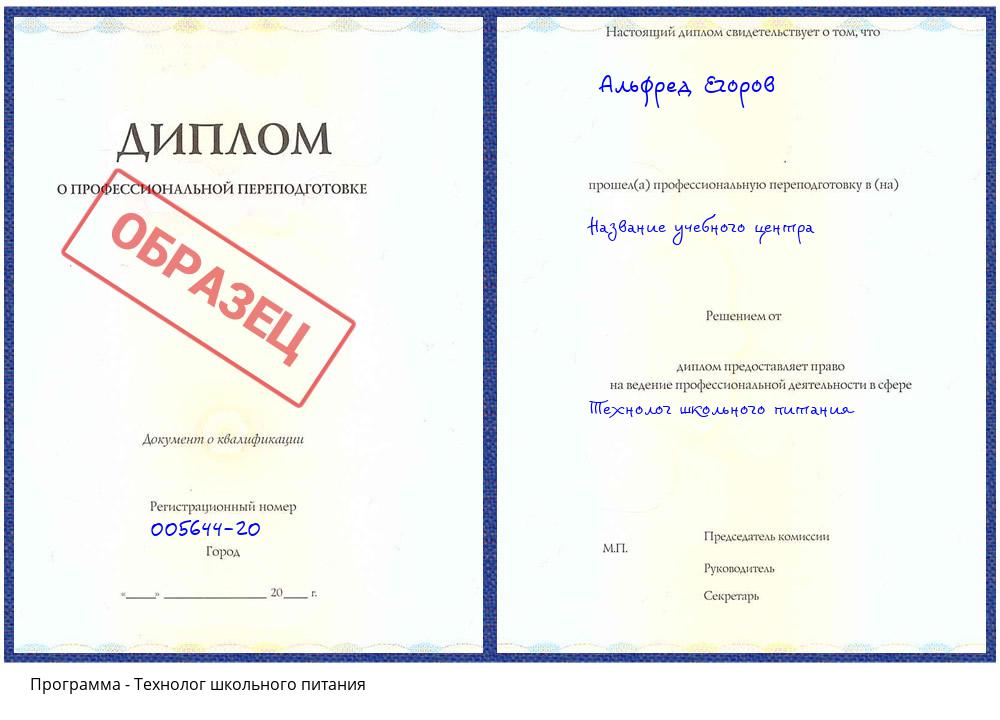 Технолог школьного питания Черкесск